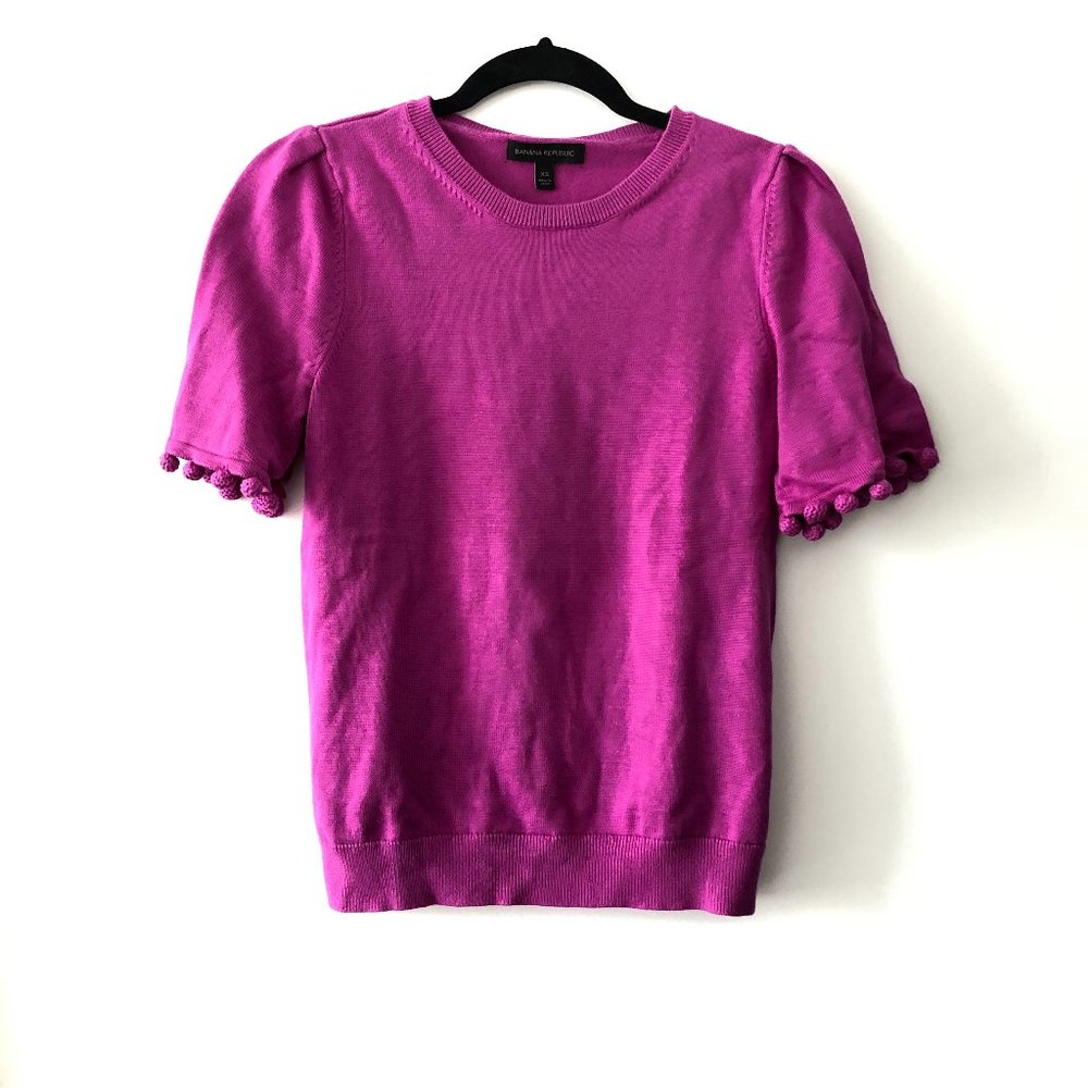 Banana Republic | Pom Pom Sweater | Fuschia | XS